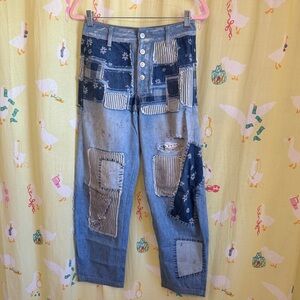 Free People Patchwork Denim Jeans